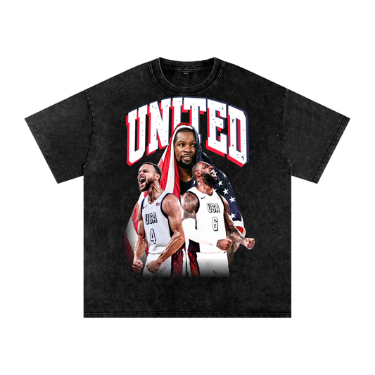 Lebron James, Stephen Curry, Kevin Durant - USA Graphic Tee: Vintage 90s Basketball Oversized Shirt